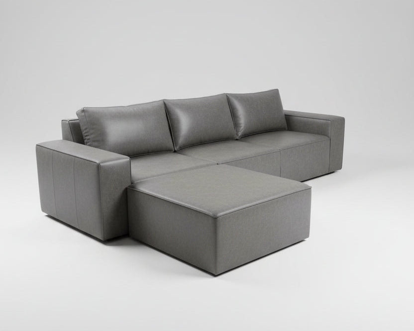 Leather couch 3meter with Ottoman