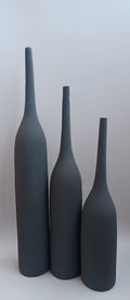 3 PIECE BOTTLE VASES CERAMIC